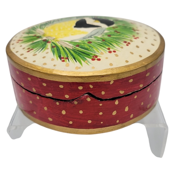 Vintage Hand Painted Chickadee Coaster Set Box & 6 Coasters - Picture 4 of 9